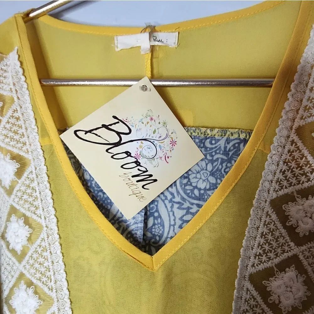 ModCloth Ryu Tunic Top Bloom Boutique Yellow Spring Size Large - Picture 2 of 6